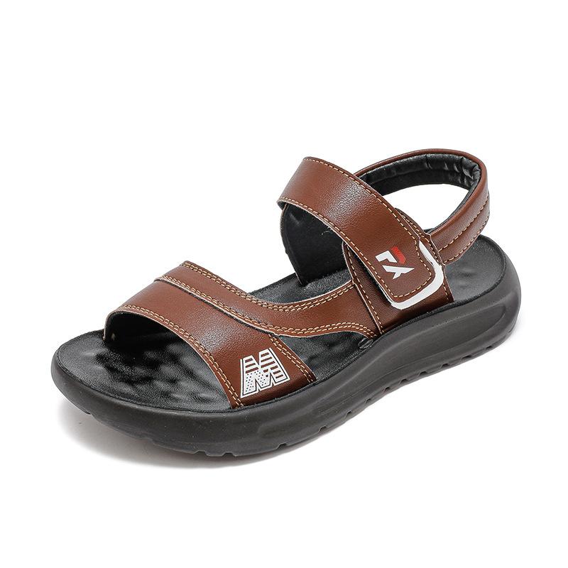 

Kids Sandals for Boy Casual Sneaker Breathable Summer Beach Shoe Kids Shoe for Girl Leather Sandals Boy Zapatos Niña Sandalias 35insole21.2cm темно-коричневого