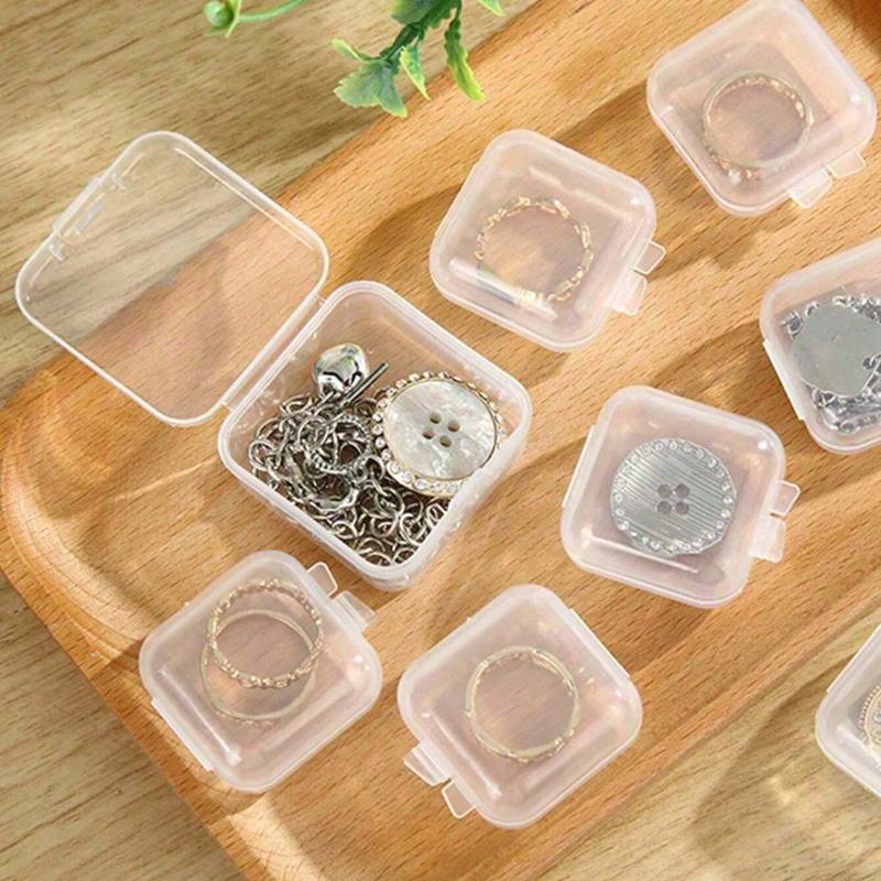 10PCSClear Jewelry Storage Box Portable Earplug Pill Storage Case Jewelry Beads Container Lid Multipurpose Organizer for Hardware Small Craft Gadgets
