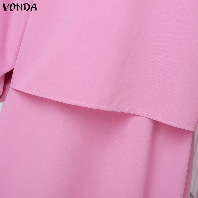 VONDA 2PCS Women Long Sleeve Blouse and Skirts Casual Elegant Two Piece Sets
