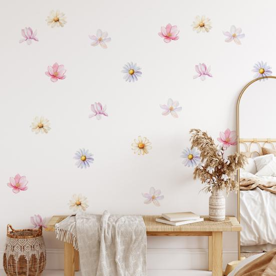 6Pcs Wall Decals, Flower Print Wall Stickers, Self-Adhesive Removable Waterproof Scratch Resistant Wall Decals for Kids Rooms And Kindergartens
