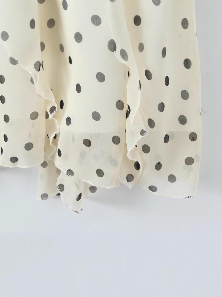 2025 Autumn/Winter Retro Polka Dot Skirt for Women: Irregular European & American Fashion Style