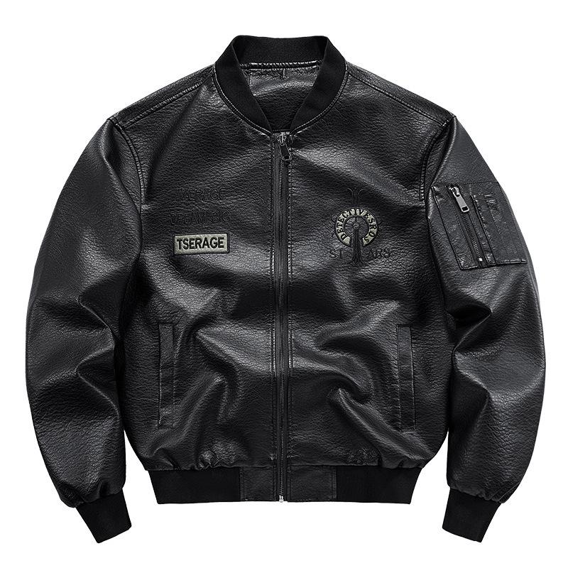 Herren Retro Locker Geschnittene Lederjacke - Frühling/Herbst Koreanischer Lässiger Stil Arbeitskleidung Revers Motorradjacke