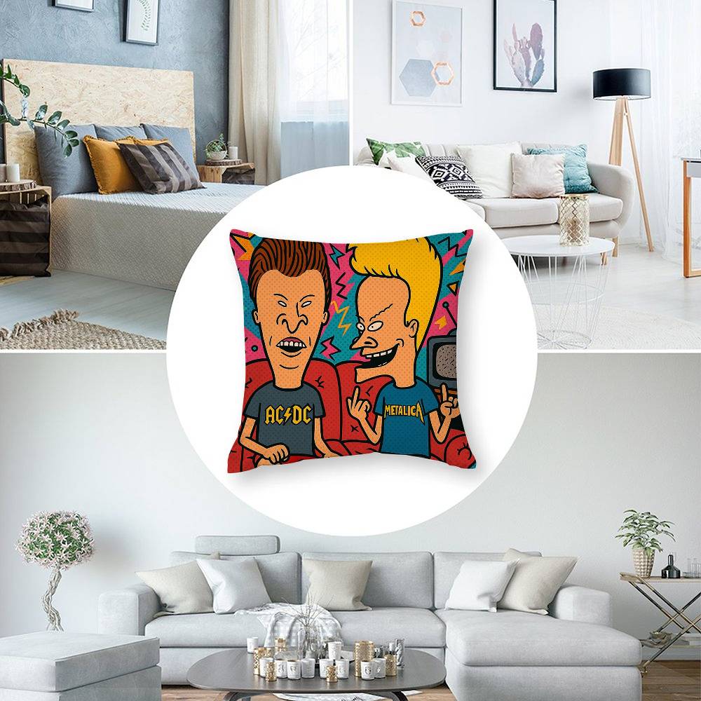 Funny B-Beavis and BUTT-HEAD Pillow Case Short Plush Double-sided Print Square Throw Pillow Covers Sofa Home Cushion Decor