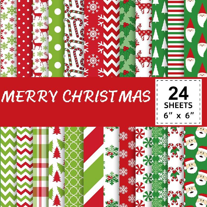 24pcs Christmas Halloween Scrapbook Paper Pads 6x6In Festival Packaging Decoration DIY Crafts Journaling Supplies Gift Wrapping