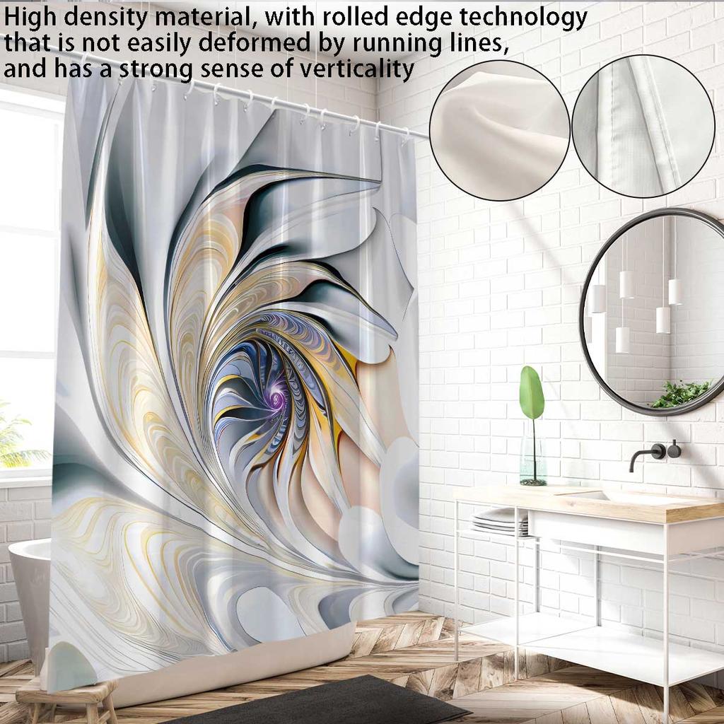 1pc Abstract Art Print Shower Curtain,with 12 Hooks,Machine Washable,for Shower Partition and Privacy Protection,Easy To Install