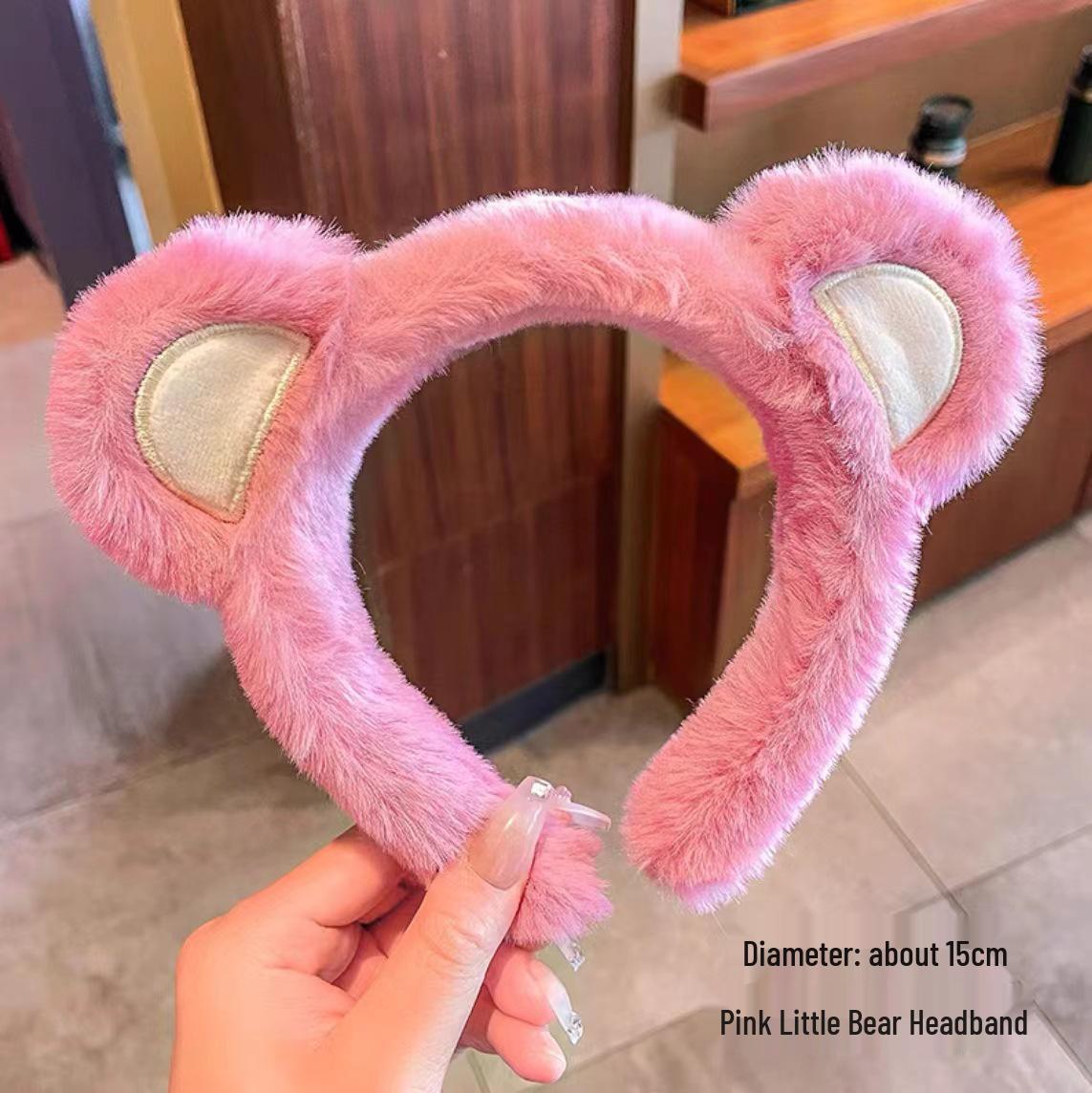 Strawberry Bear Plush Headband - Non-slip Cute Cartoon Hair Clip for Girls