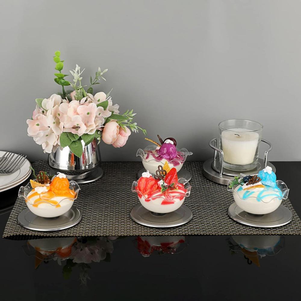 6 Pieces Round Stainless Steel Coaster Non-slip Drink Pad Durable Heat Insulation Mat  Gift