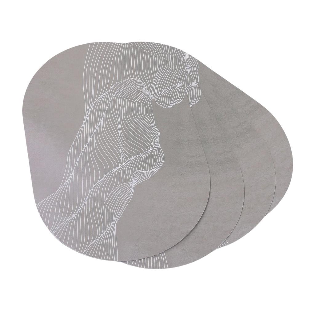 4PCS Oval Placemats Anti Slip Washable Table Mats PU Leather Place Mats for Restaurant Kitchen Hotel 18x12in