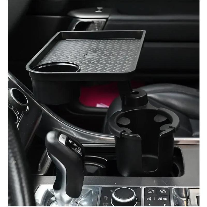 Universal Car Cup Holder Organizer Tray, 2-in-1 Adjustable Drink & Snack Stand for Vehicle Dining, Non-Slip Auto Console Insert