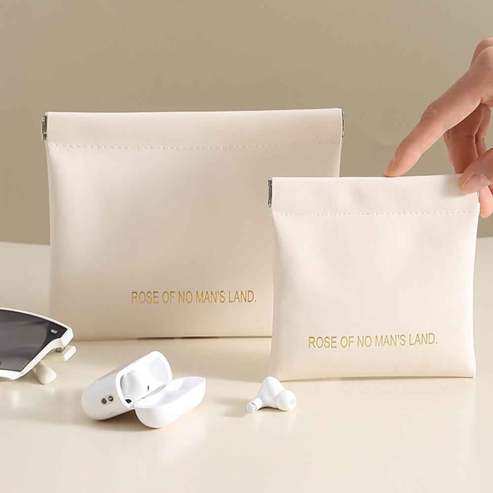 

Portable Lipstick Makeup Storage Bag Fashion Automatically Closes Carrying Bag Pu Handbag Key Jewelry Cosmetic Organizer 9*18cm білий