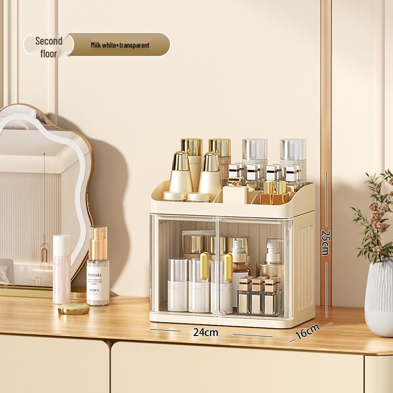 

Luxury Skincare & Lipstick Organizer: Multi-layer Dustproof Desktop Storage Box for Dressing Tables