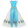 Girls Jasmine Princess Costume Set with Crown & Accessories, 4-5 Years, 120 Cm, Blue