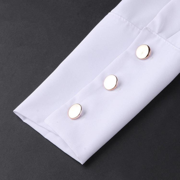 Women's Fashion Solid Color Band Collar Slim Loose Long Sleeve Shirts Tops