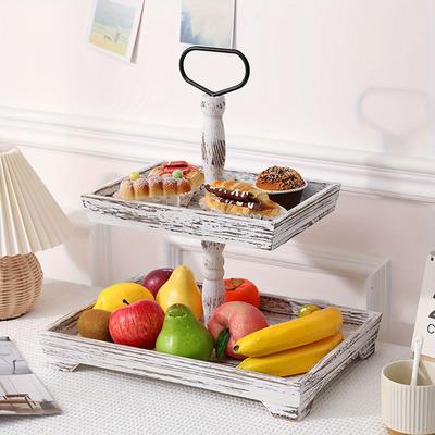 1pc Stacking Tray Rack, Stacking Tray Rack for Farmhouse Decoration, 2 Stacking Tray Racks, Suitable for Kitchen, Bedroom, Entryway, Coffee Bar