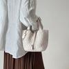 Womens Woven Bucket Bag Small Handheld Tote Shoulder Crossbody Daily Use Minimalist Style
