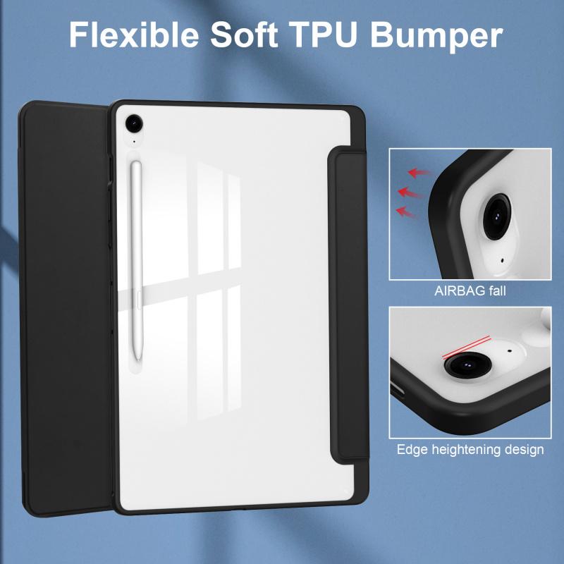Tablet Case For Galaxy Tab S10FE+ 13.1 S10FE Plus X620 Tri-Fold Stackable Acrylic Pen Slot Case