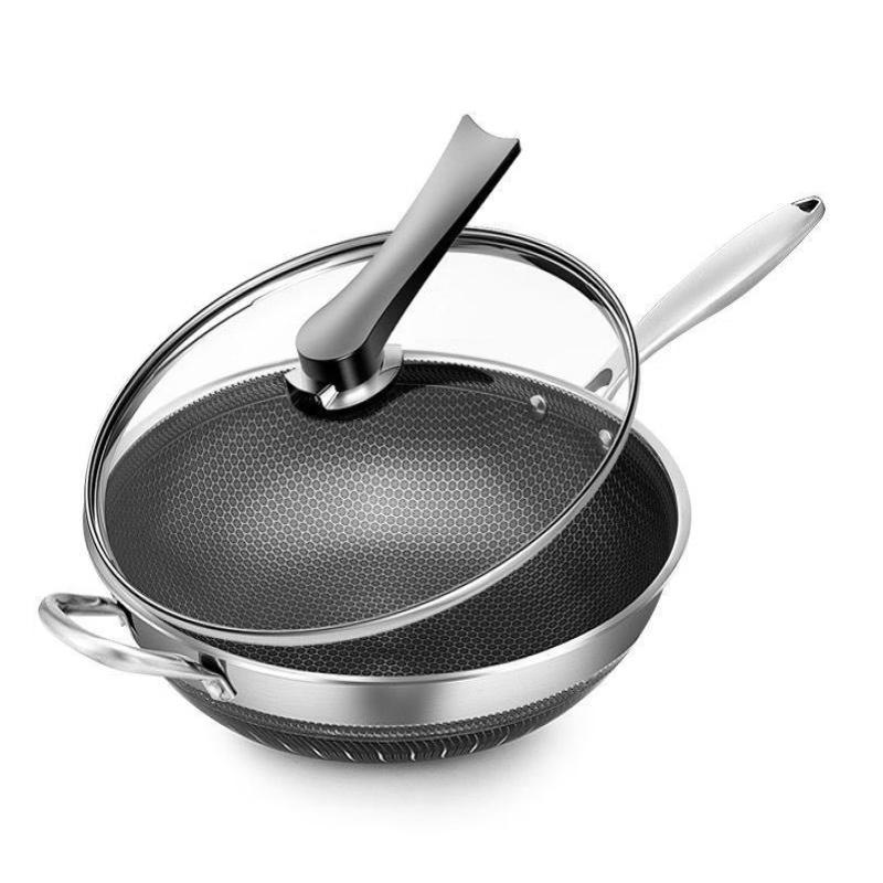 Yingtang 42cm Double-Sided Deep Non-Stick Stir-Fry Wok with Lid