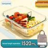 Microwaveable Transparent Glass Bento Lunch Box with Lid and Fresh-Keeping, Includes Damage Compensation.