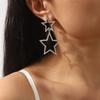 Trendy Double Layer Pentagram Rhinestone Earrings Sexy Korean Style Fashion Personality Elegant Dangle Earrings For Women
