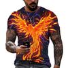 Anime Cartoon Phoenix 3d Printing Gorgeous and Cool Men's Summer Avant-garde Personality Round Neck Short-sleeved Casual T-shirt