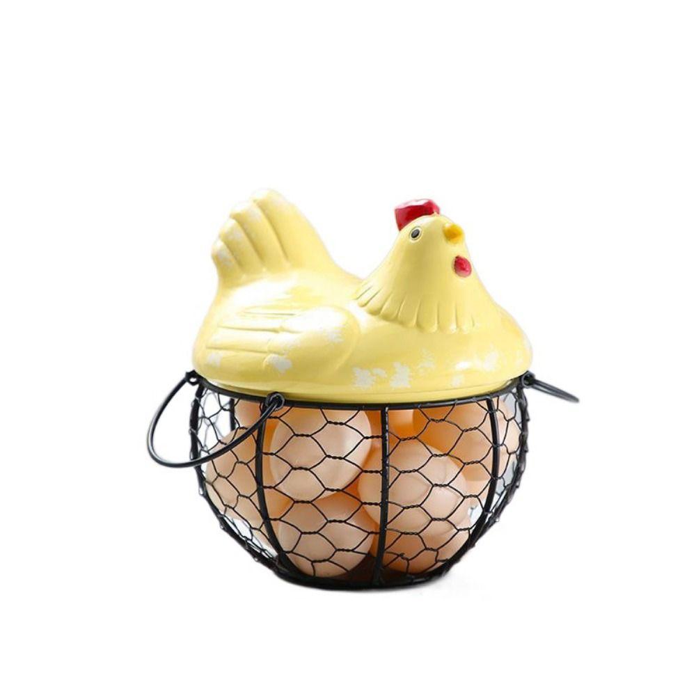 Rustic Hollow Egg Container With Cover Chicken Storage Rack Portable Hen Egg Basket  Fruit Basket