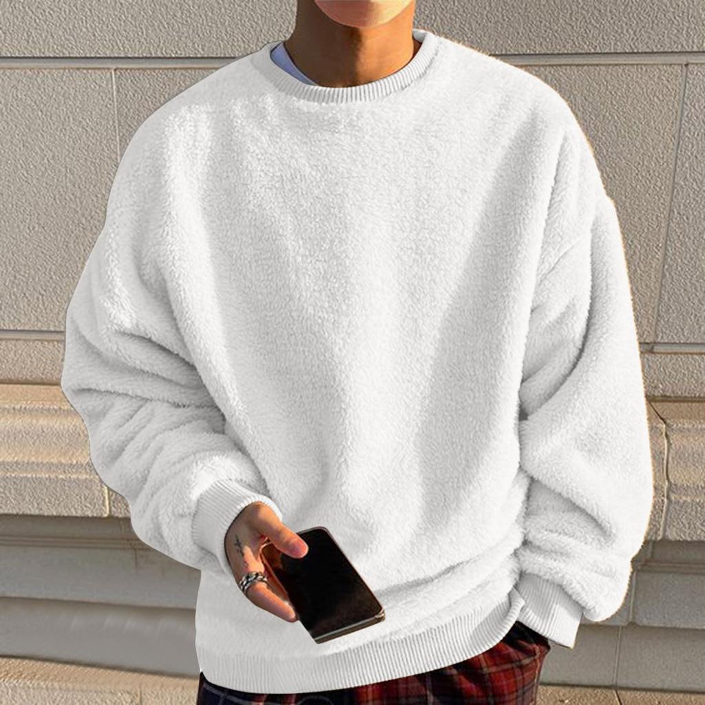 Men's Double-Sided Fleece Hoodie with Pocket and Long Sleeves