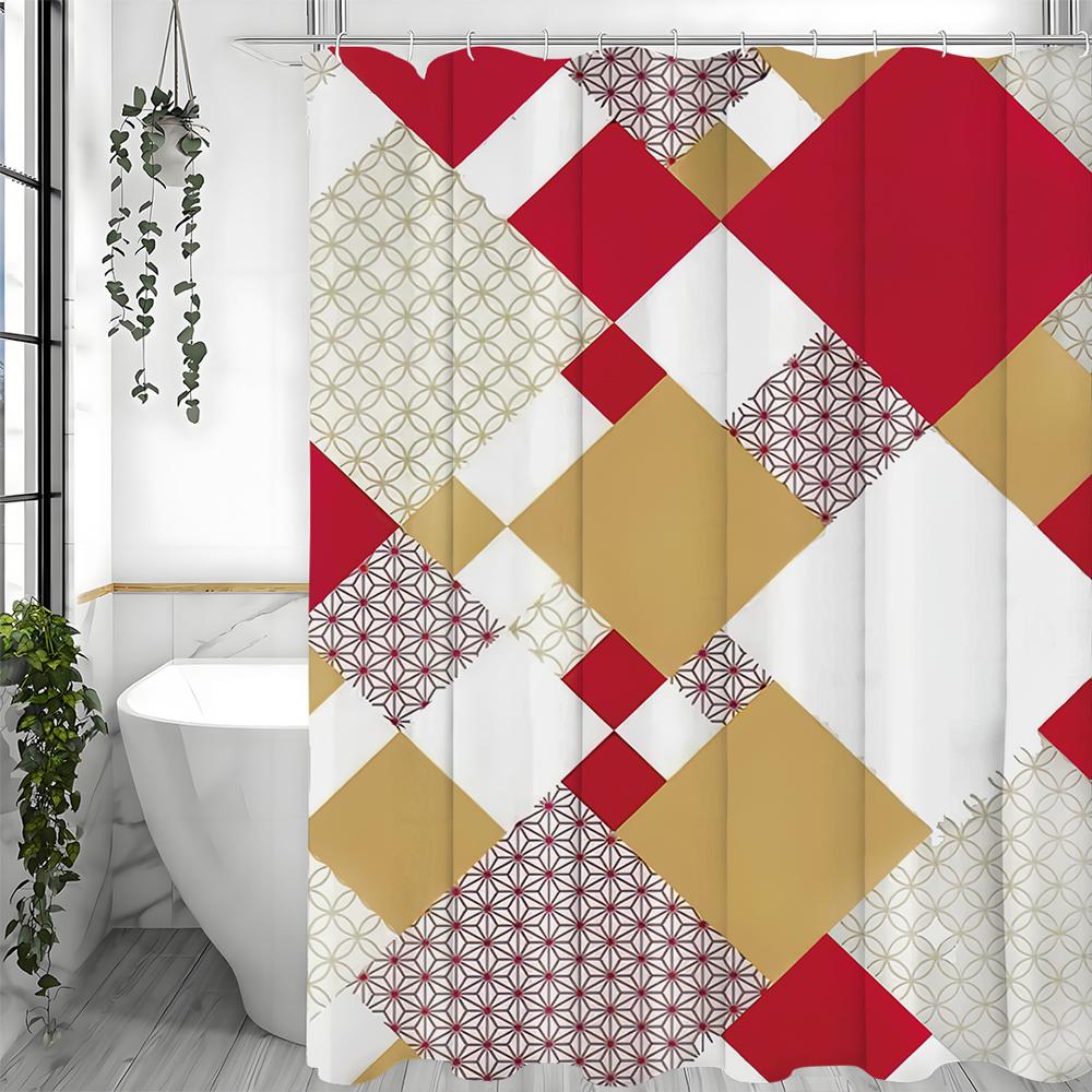 

Нерегулярная квадратная геометрическая шторка для душа, Декоративная шторка для душа для ванной, Водонепроницаемая шторка для душа с крючками 90*180cm