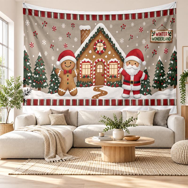 Christmas Printed Tapestry Wall Hanging For Bedroom Living Room Wall Decor Holiday Gift