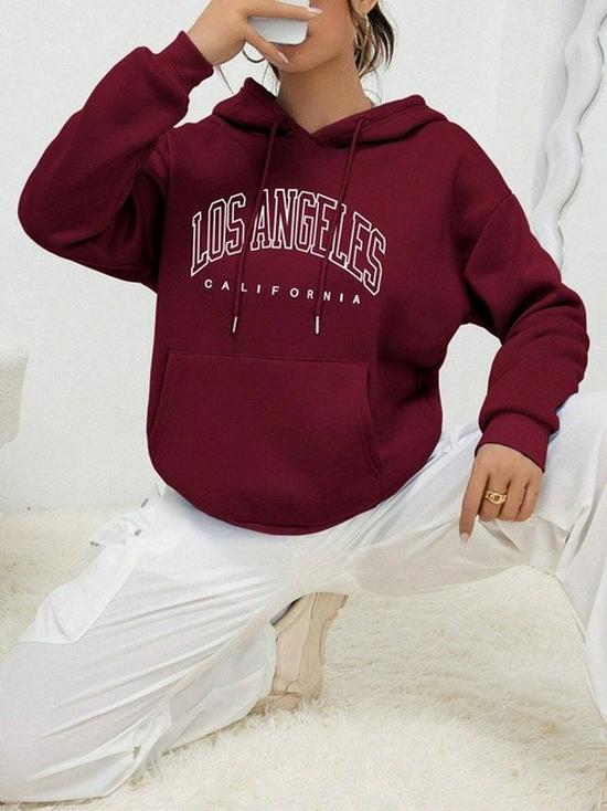 Women's Hooded Sweatshirt: 2026 Autumn Loose Fit with Printed Pockets and Fleece Jacket