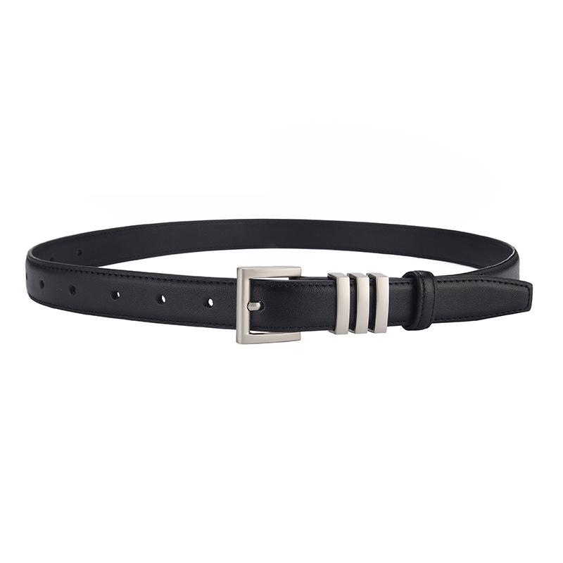 Women's Genuine Leather Cowhide Pin Buckle Belt - Simple Korean Style Fashionable Waistband, Light Luxury.