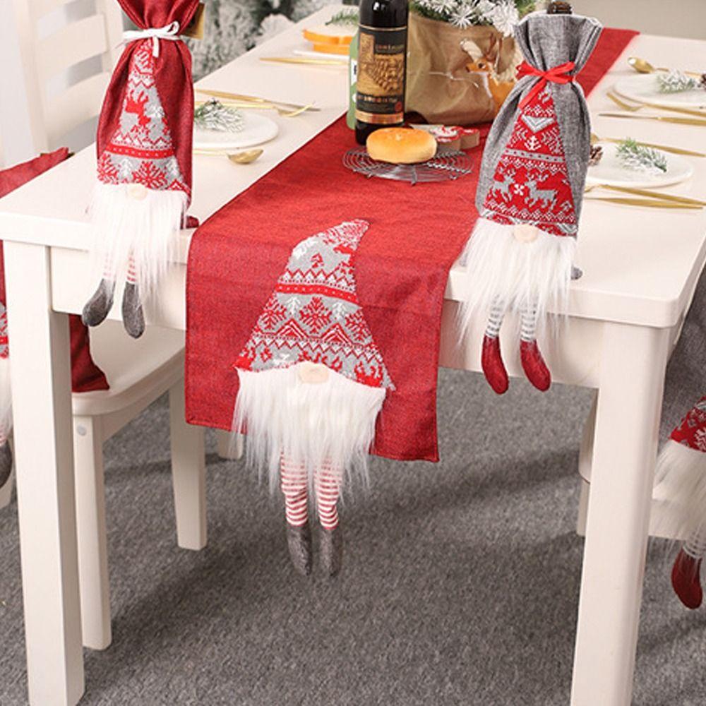 Red Grey Christmas Rudolf Table Runner Rectangular Christmas Decoration  Festival Gift