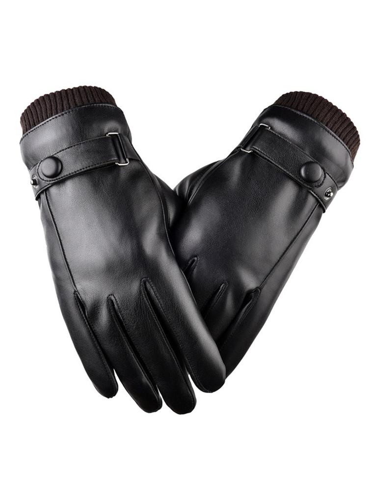 1 Pair Mens Winter Touchscreen Gloves Thermal Insulated Leather Gloves with Triple Stitching for Cycling Skiing Outdoor Sports