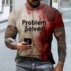Halloween Blood Stain T-Shirt Short Sleeve Crew Neck Men's Casual Top Creepy Problem Solved I'm Fine T-Shirt for Halloween Party