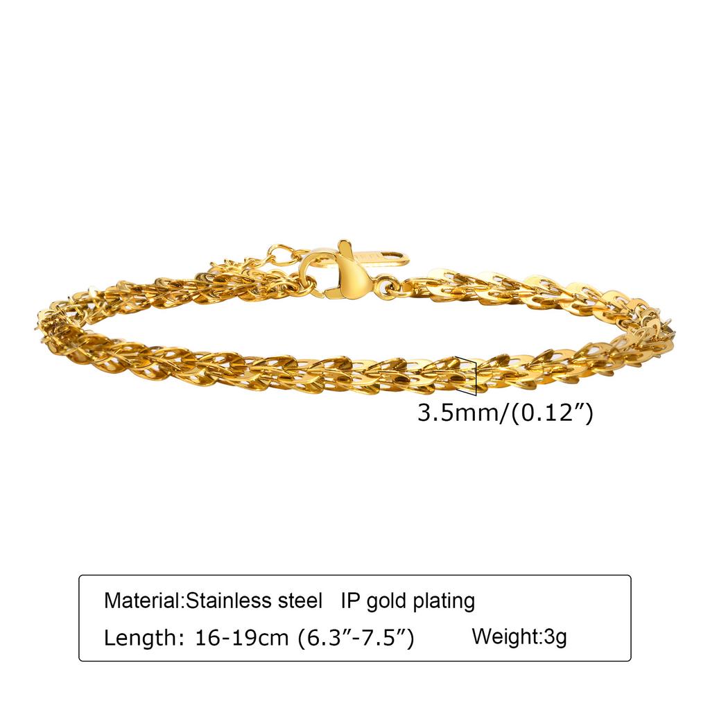 Simple And Versatile Stainless Steel Gold 18K Gold Bracelet Stacked Fashion Personality 1322
