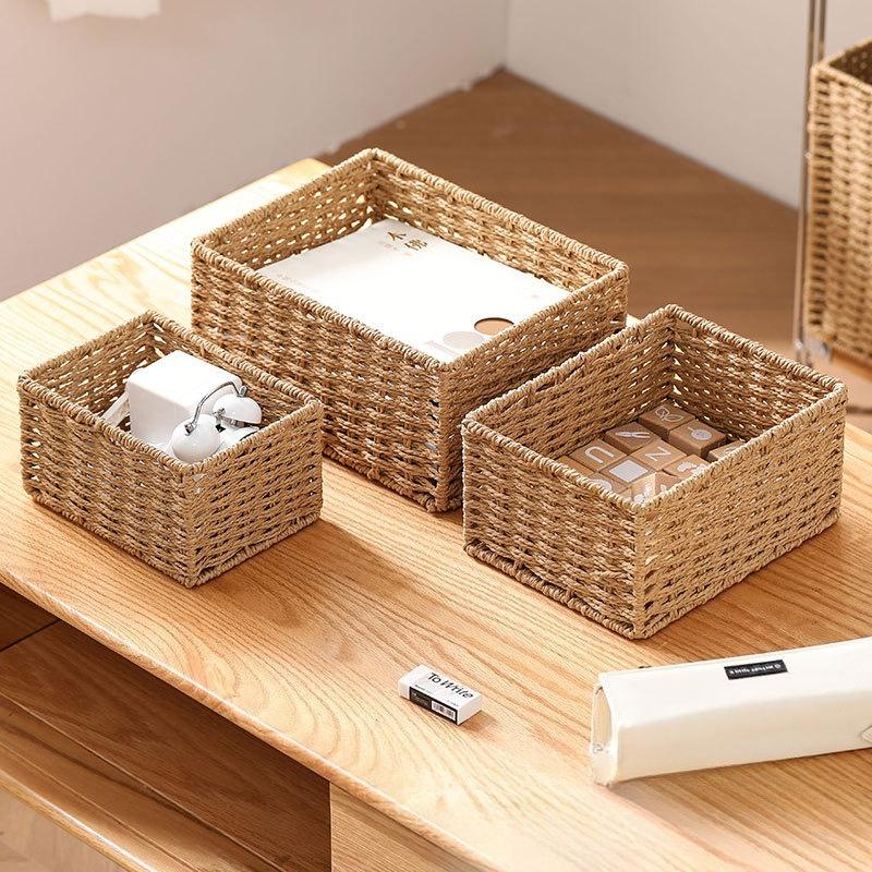 3PCS/Set Wicker Baskets for Organising Pack of Nesting Storage Baskets for Shelves Wicker Storage Baskets for Bathroom Shelf