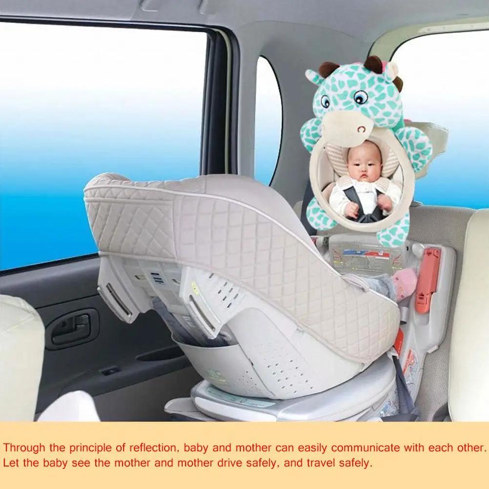 Car Baby Mirror Interior Rearview Kids Monitor Mirrors For Safety Rear Seat Headrest Baby Mirrors Cute Cartoon Animal Mirror