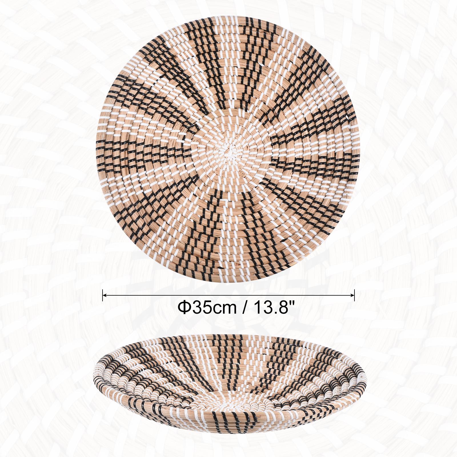 

35cm Hanging Woven Wall Basket Natural Rattan Wall Basket Decor Boho Farmhouse Rustic Decorative Table Settings for Living Room