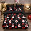 3pcs Christmas Snowman Printed Black Coreless Bedding Comfortable Multi Size Bedroom Dormitory Duvet Covers, Machine Washable