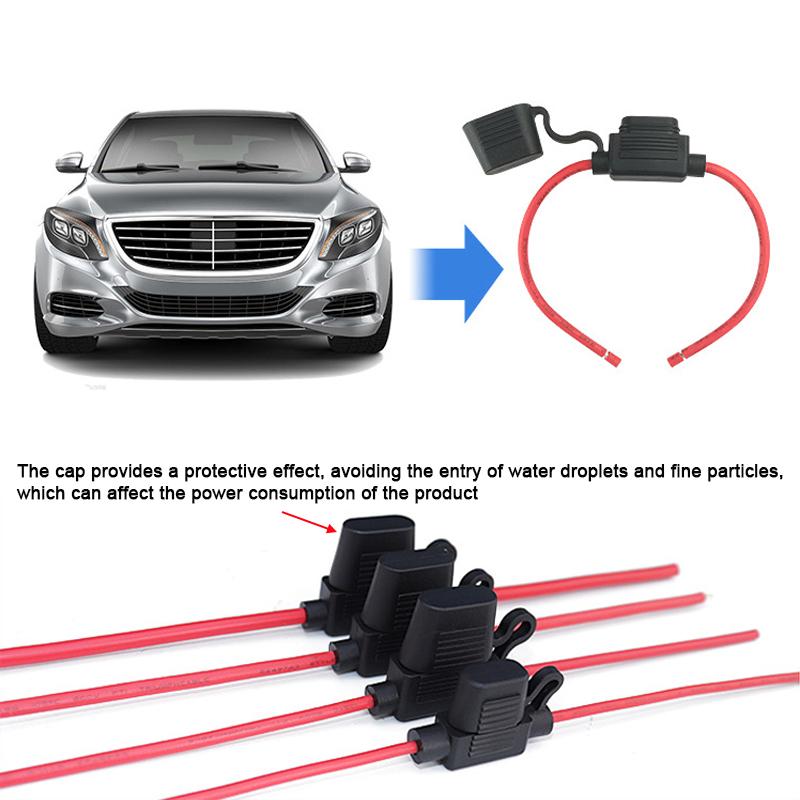 5pcs Waterproof Mini Small Medium Auto Fuse Holder 16/14/12/10AWG Car Blade Fuse Wire Cable 10A 20A 30A 50A Fuse Power Socket Fuse Holders1