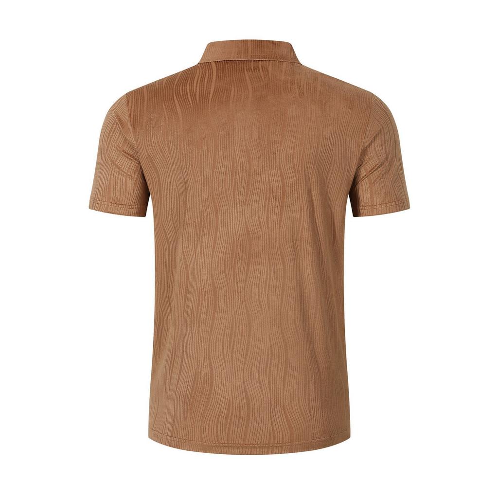 Men's Summer Lapel Button Pocket Corduroy Solid Color Casual Short Sleeve Shirt