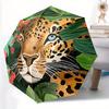1 Stück Leopardenmuster Automatischer Faltregenschirm, Tragbares & Faltbares Design mit 8 Speichen, Lässiges Outdoor-Accessoire Halloween- und Weihnachtsgeschenke