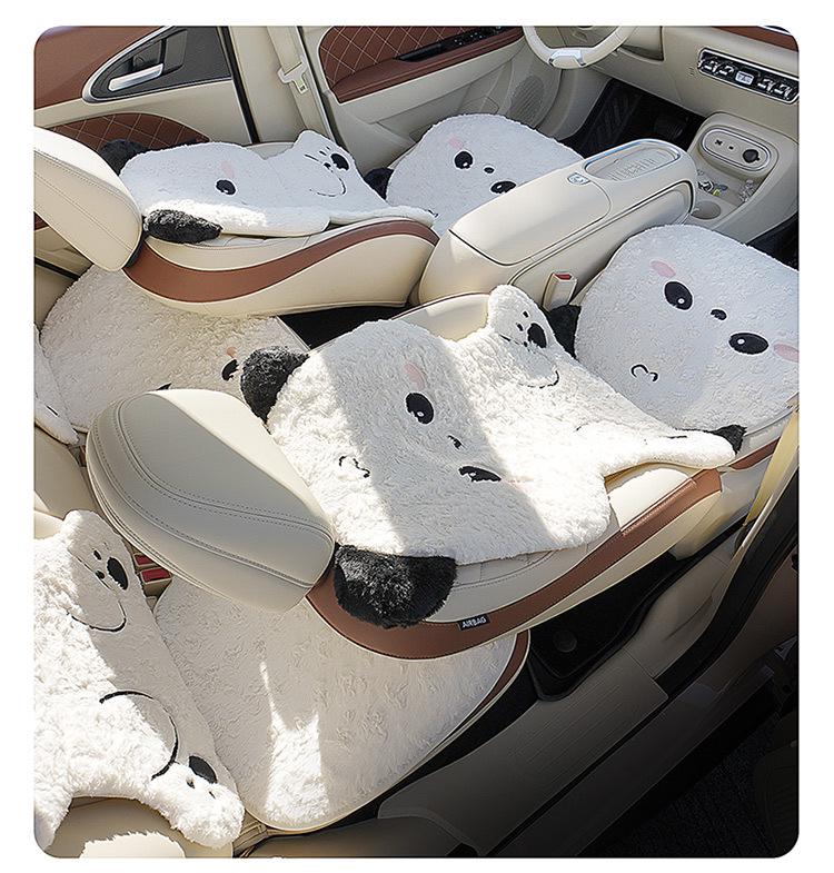 2025 Pluszowy Panda 3D Zestaw Zimowych Poduszek na Fotel Samochodowy