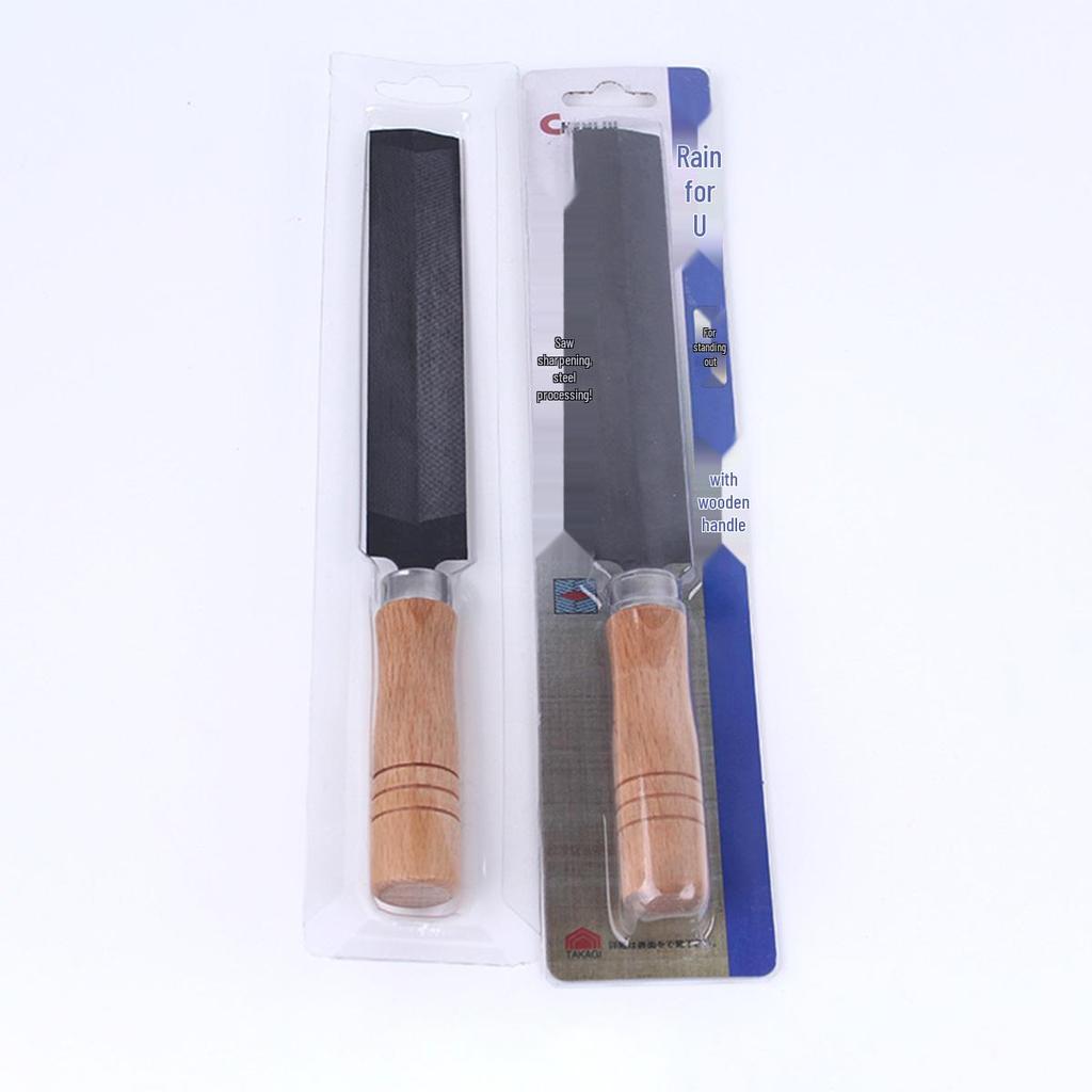Kettle Brand Wood Handle Steel File Set: Saw, Knife, and Diamond Sharpener for Woodworking.
