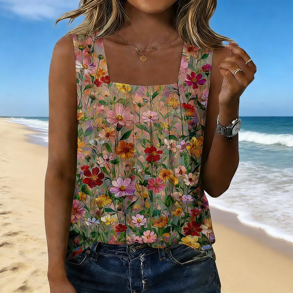 Women's Fashionable Casual Vintage Print Tank Top