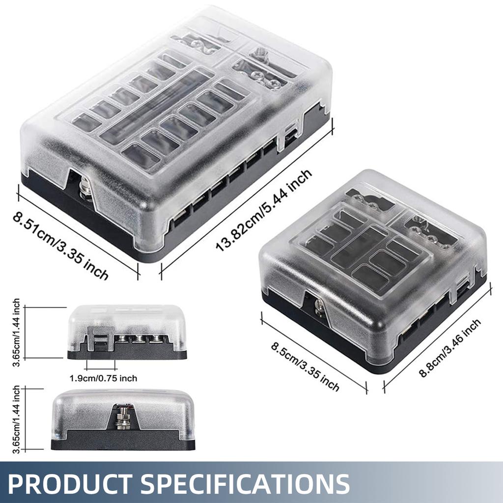 Car Boat Fuse Box Holder With 6 Ways Blade Fuse Holder Block Warning Indicator 12V 36V Power Distribution Panel Board Fuse Holders1