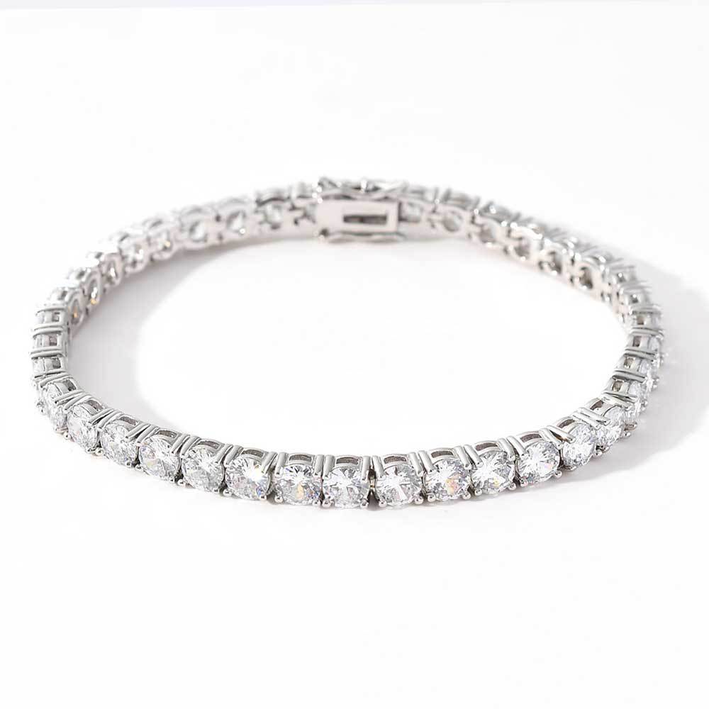 2mm D VVS1 Moissanite Tennis Bracelet Original S925 Silver Plated White Gold with GRA Necklace for Women Man