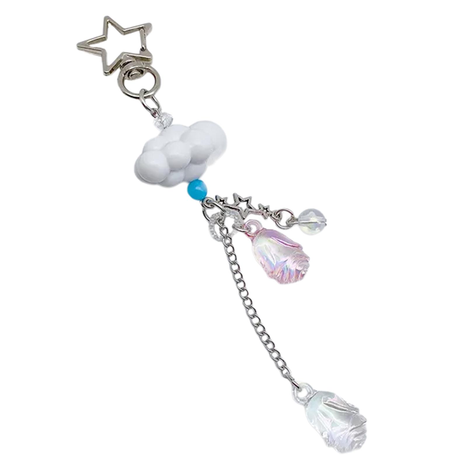 

Модный брелок, аксессуар для сумки, облако, звезда, цепочка для ключей, милый брелок в виде облака для женщин, девочек, подвеска для сумки, кошелька, рюкзака белый