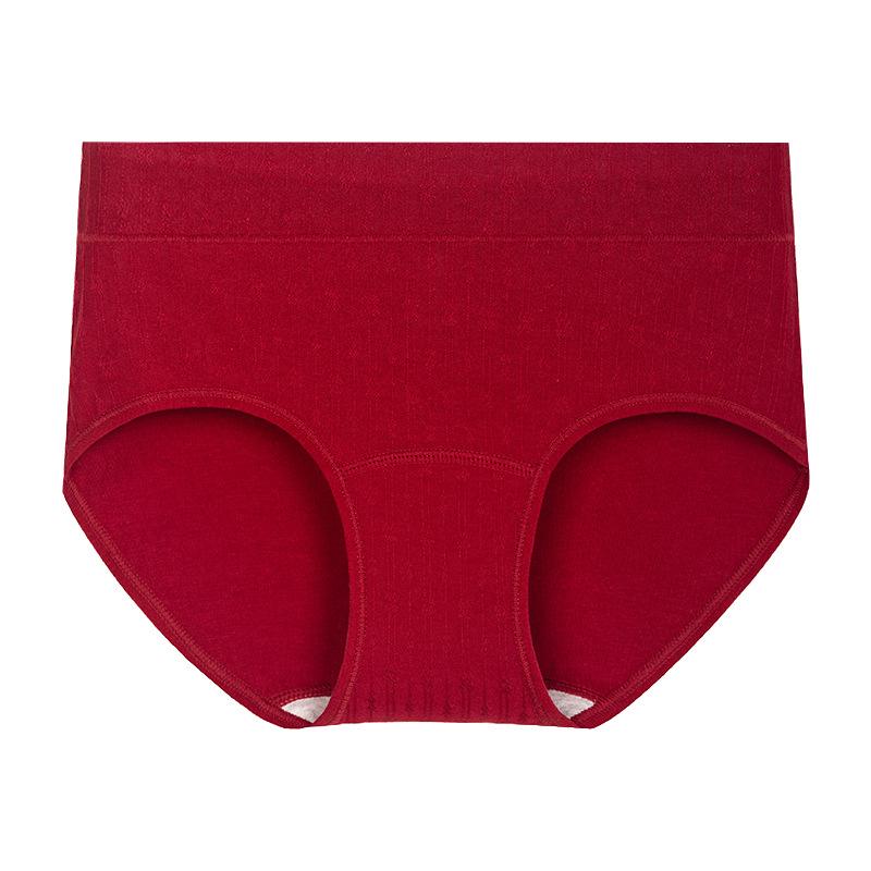 Lady Spring and Autumn Jacquard 10A Antibacterial Extended Crotch Native Year Red Underwear
