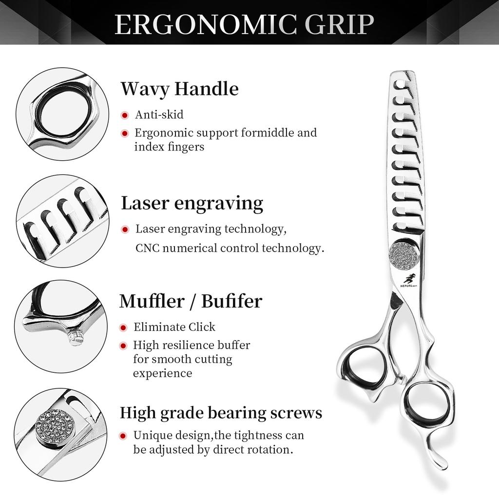 6.0 Inch Nepson 10 Teeth, Hair Scissors, Bangs Scissors, Tooth Scissors, Thin Cuts, 50% Hair Removal.