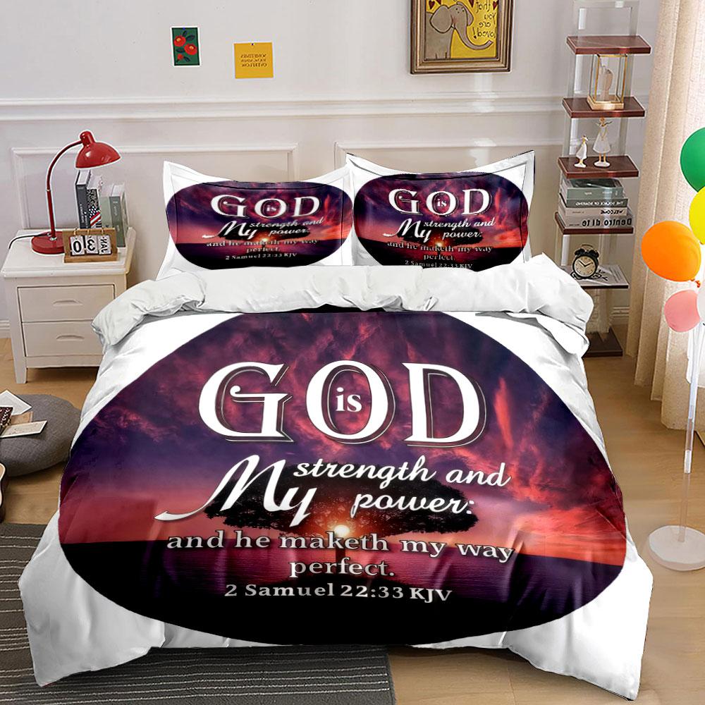 Inspirational Religious Set For Reflection Kid'S And Adults' Bedroom Decor, Exquisite Three-Piece Bedding Set Gift